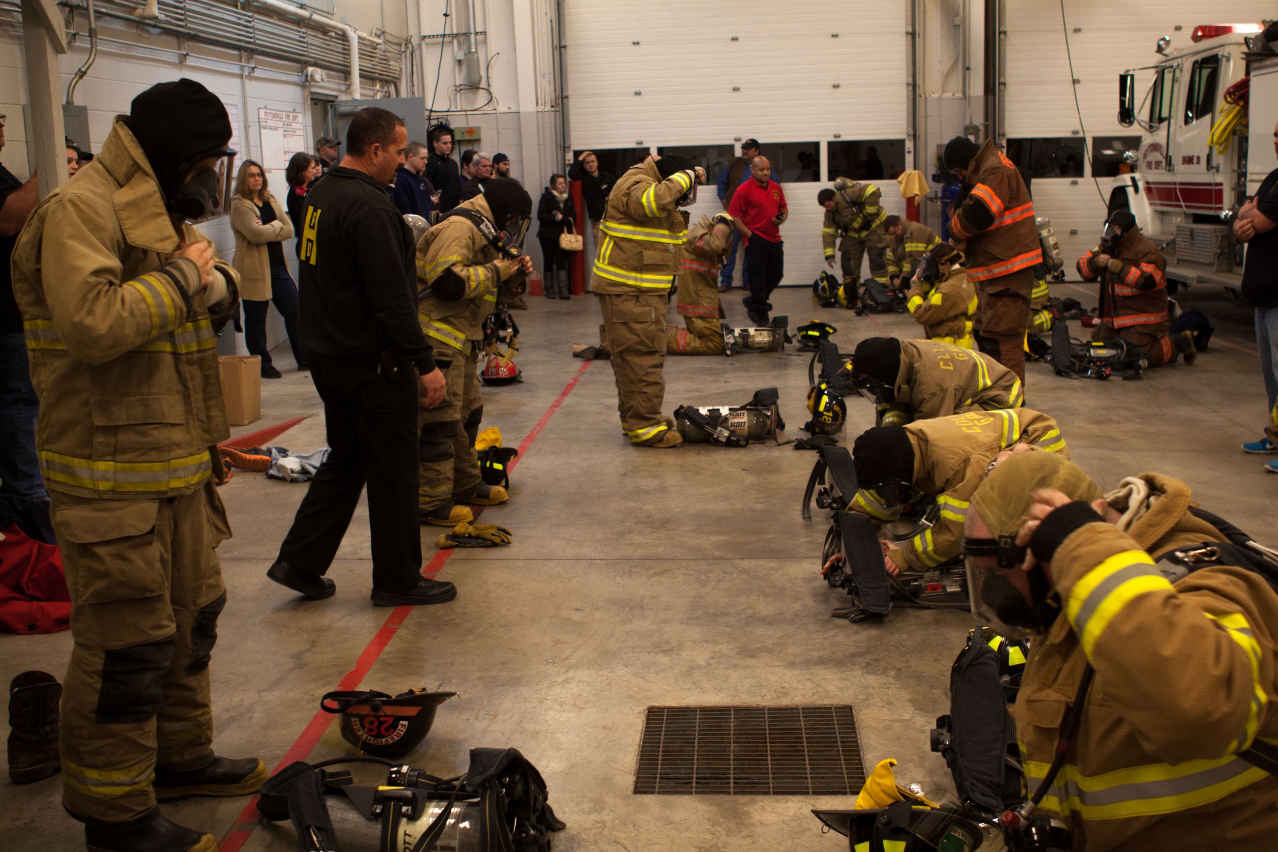 The 2014 rookie class during equipment training.